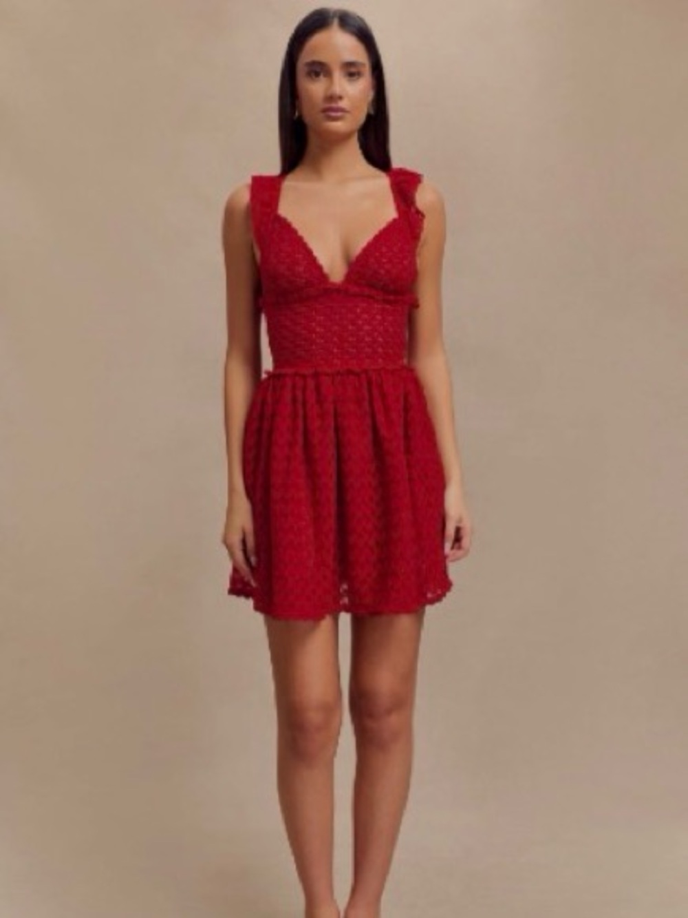 Meshki - Ezra Lace Mini Dress - Deep Red